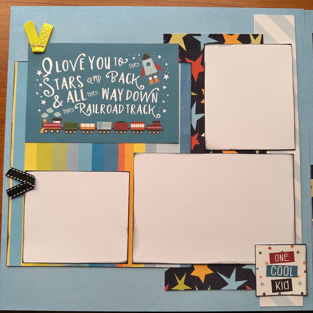 2 Premade Boy Mess One Cool Kid I Love You 12x12 Scrapbook Pages for ...