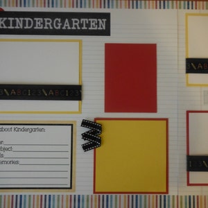 Premade Kindergarten 12x12 Scrapbook Pages for boy girl family school