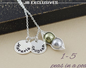 Mommy necklace, 12345 peas in a pod necklace, sterling silver, personalized, gift for mom, mom to be gift, push birth gift, baby shower gift