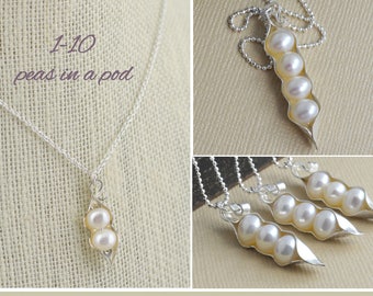 2 peas in a pod, sterling silver, gift for mom, mother of bride, sister of bride, 123456789, 10 freshwater pearls, gift for mom, sister gift