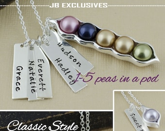1, 2, 3, 4, 5 pea pod necklace, bar necklace, vertical bar, name bars, birthstone jewelry, gift for mom, sister gifts, best friend jewelry