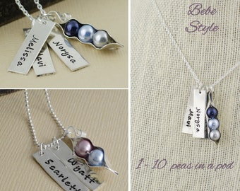 pea pod necklace, 123456789, 10 peas in a pod, grandma necklace, personalized gift, sisters necklace, best friends necklace, mothers peapod