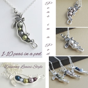Gift for mom, 123456789, 10 peas in a pod necklace, sterling silver, pearl birthstone, personalized initial necklace, for grandma