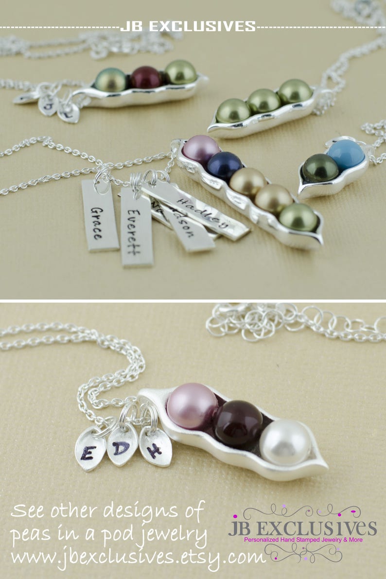 1, 2, 3, 4, 5, pea pod, Mommy necklace, peas in a pod, gift for her, personalized gift, gift for mom, mom to be, push gift, baby shower gift image 5