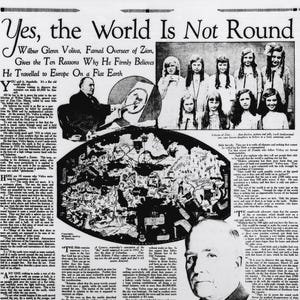 Article de journal Flat Earth en téléchargement numérique - impression Wilbur Glenn Voliva Bismarck Tribune de 1928 - décoration vintage histoire impaire