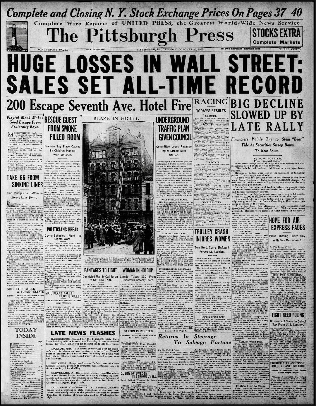 Wall Street Crash 1929 Newspaper Upscaled, Digital Download