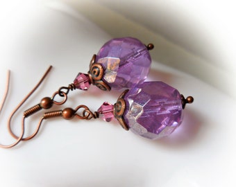 Victorian earrings Lavender earrings handmade vintage jewelry earrings Edwardian dangle earrings purple drop earrings gift idea for women