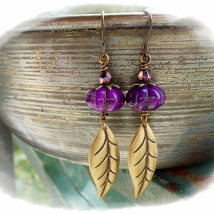 Grape and Leaf Earrings Long Dangle Earrings for Women Purple - Etsy
