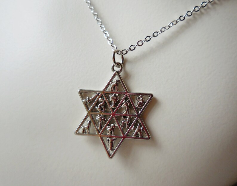 The Twelve Tribes Star of David necklace silver metal Magen David pendant Hebrew Jewelry for men women Pessach passover gift Judaica zodiac image 5