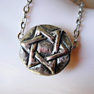 Star of David necklace large rustic Magen David pendant Hebrew Jewelry for men women antiqued silver patina Judaica Judaism Jewish Faith Men