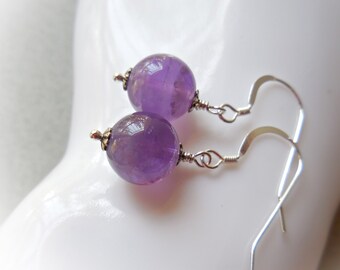 Amethyst earrings Amethyst jewelry earrings 925 sterling silver stone dangle earring purple lavender amethyst natural raw amethyst gem stone