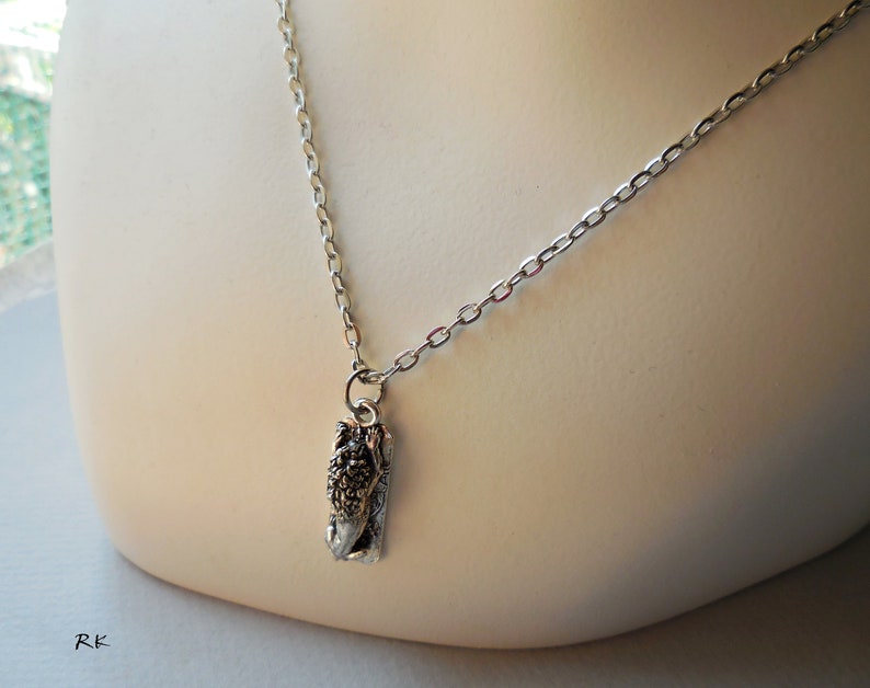 Silver lion necklace Sleeping lion pendant charm necklace Silver plated jewelry Small dainty animal lion necklace Handmade gift for him her image 9