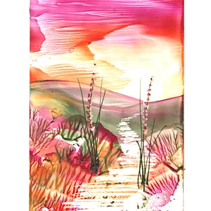 Original encaustic art, simple landscape paintings.