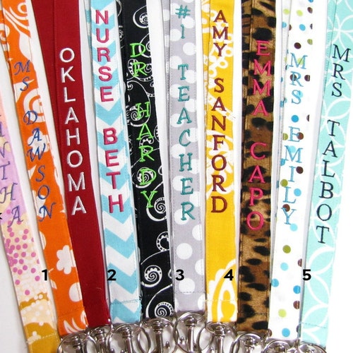 Personalised Embroidered Lanyard Made to order Colour font choice 