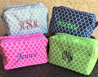 Personalized Cosmetic  Bags QUATREFOIL, Monogram Bag,  Embroidered Case  Bag, Personalized Christmas Gift Teacher  Gift, Ballet Shoe Bag