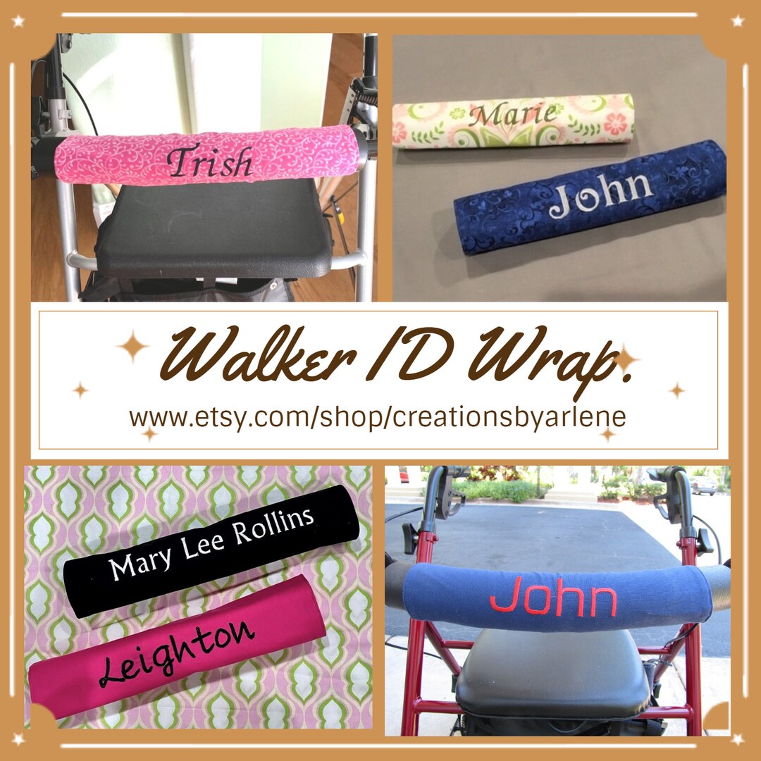 Personalized Rollator Walker Identification Backrest Bar Cover, Walker