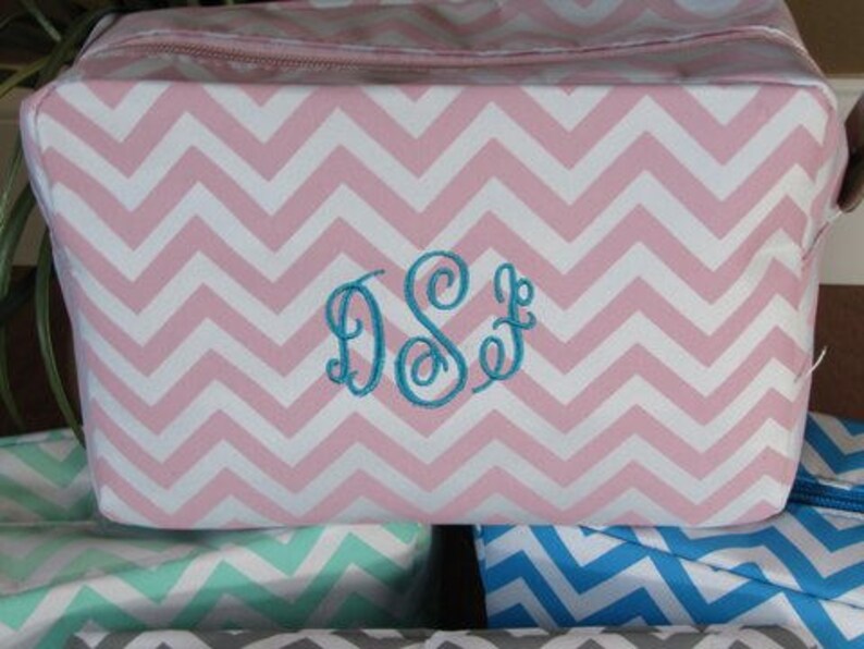 Personalized Embroidered Makeup Bag CHEVRON Monogrammed Etsy