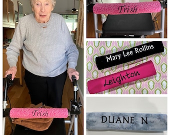 Personalized Rollator Walker Identification Backrest Bar Cover, Elderly Gift, Walker ID,  Mothers Day Gift, Mobility Aid, Walker Accessory