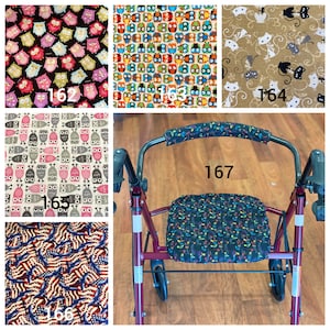 Rollator Walker seat and back bar cover set double layer reversible 12 x 12 seat cover, 4&quot; or 6&quot; back roller bar cover, walker accessory.