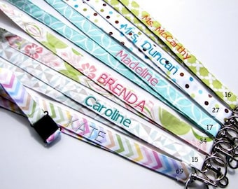 Personalized Breakaway Lanyard, Embroidered Monogram, Teacher Nurse Gift