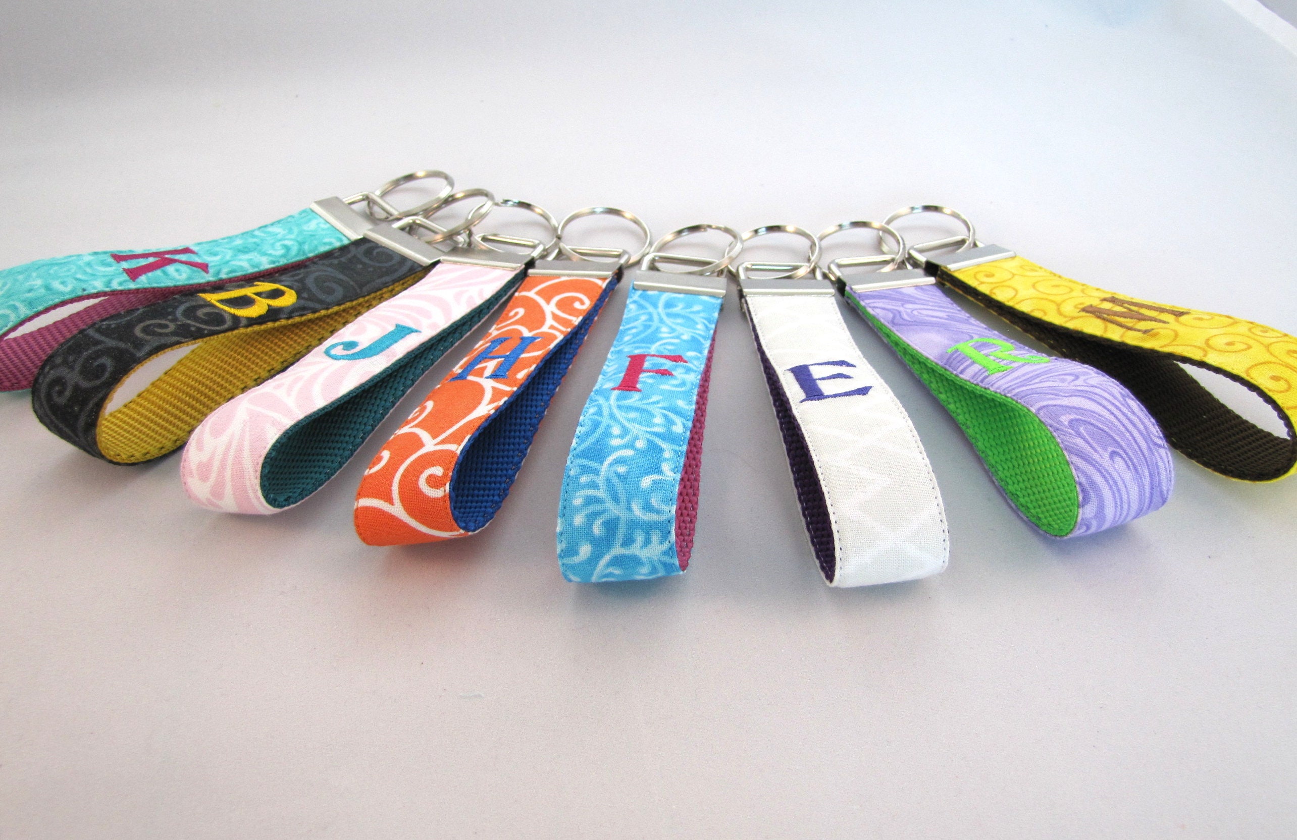 Monogram Key Chain Wristlet Keychain Personalized Keychain Etsy