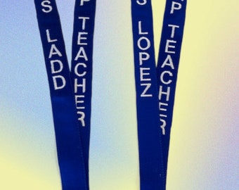 Personalized  2 Sided Lanyard  VERTICAL  Lettering Teacher Lanyard Teacher Gift Teacher Appreciation Gift Lanyard for Badge Holder ID School