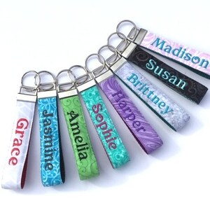Personalized Keychain Wristlet, Monogram Key Chain Wristlet Key Chain Teacher Appreciation Teacher Gift Key Fob Gift