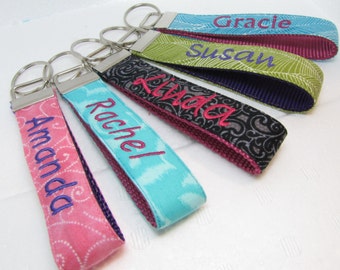 Personalized Wristlet Key Chain,  Monogram Key chain, Teacher Gift,  Bridesmaid Personalized Gift, Teacher Appreciation Gift Favor