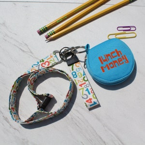Lanyard Key chain combo, 123 Elementary Teacher Lanyard keyfob, long keyfob, Short lanyard, Teacher gift, ABC fabric lanyard, math teacher