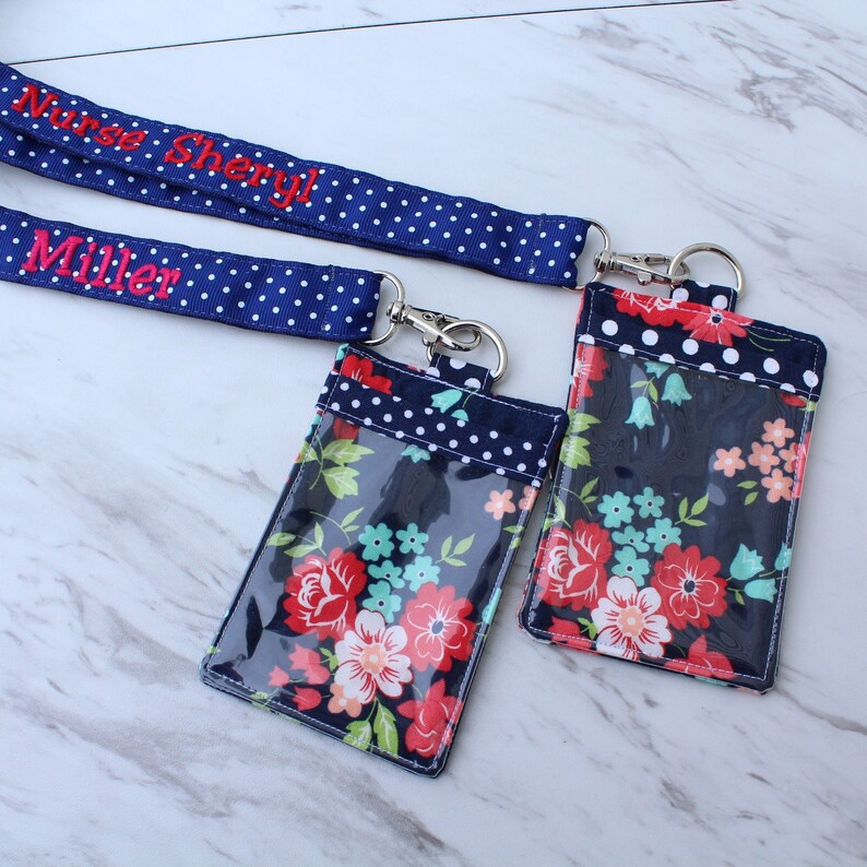 Teacher Badge Holder Lanyard Badge Holder ID Holder Navy Id Etsy