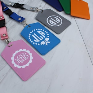Leather Badge holder, Teacher badge holder. Personalized id badge holder with lanyard, Id Holder Lanyard, Gift for teachers, Under 15