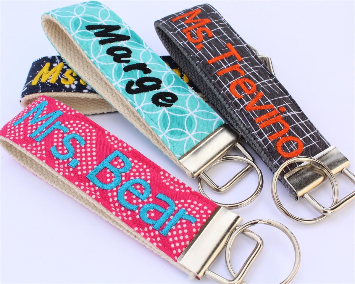 Custom Personalized Keychain Wristlet Personalized Key Fob Etsy