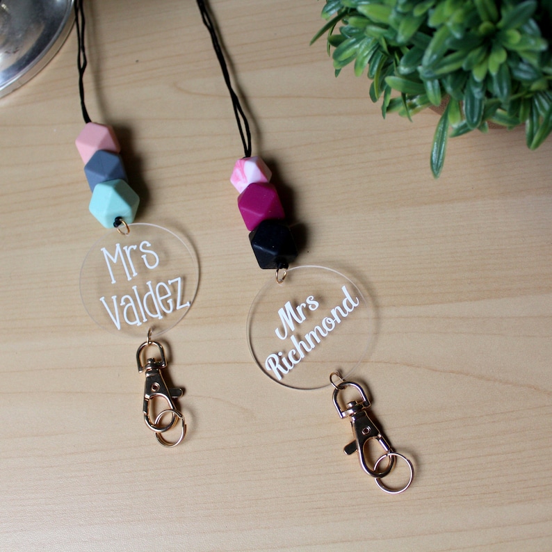 Personalized Beaded Lanyard for Keys or ID Badge Teacher Etsy