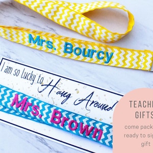 Chevron Lanyard personalisiert, Lehreranreize, Lehrergeschenk, Lehrer-Schlüsselband, personalisiertes Lehrergeschenk, Lehrer-Schlüsselanhänger