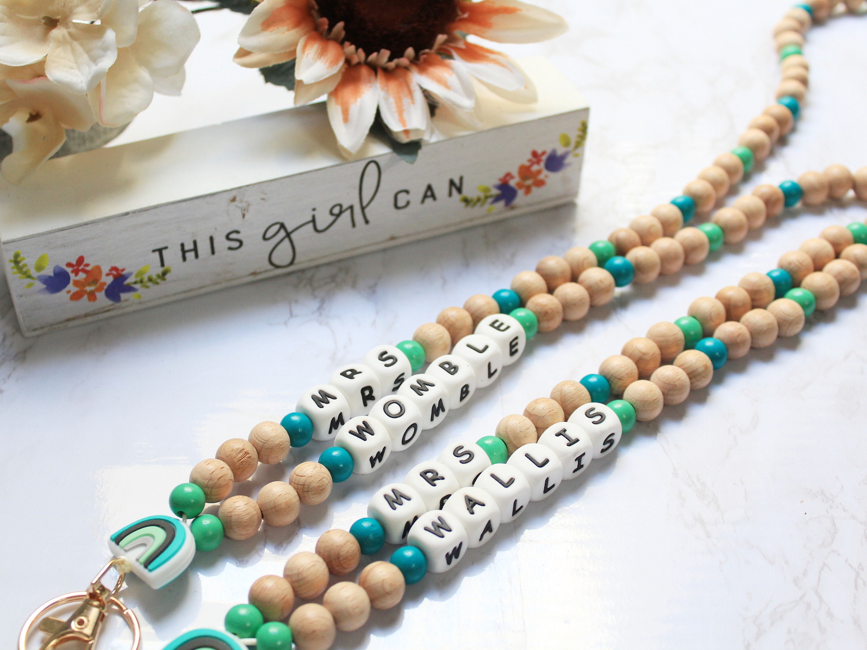 Personalized Lanyard for teacher, St patrick day lanyard Teacher Id Holder, Custom teacher lanyard beaded personalized, Teacher lanyard