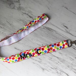 Rainbow colored Personalized Lanyard Teacher Lanyard, polka dot Elementary Teacher Appreciation Gift, Teacher gift,id holder lanyard