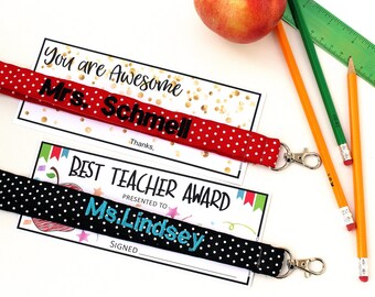 Cordón bordado personalizado para profesores, cinta de lunares