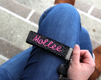 Personalized Key Fob, Keychain for women, Name keychain, Key Chain, Monogrammed key chain, black key Chain, Neutral key fob, Wristlet custom