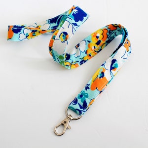 Porta ID con cordino arancione e blu per insegnanti, cordini per chiavi, cordino in tessuto morbido, cordino per le vacanze estive per insegnanti, porta badge con cordino chiave