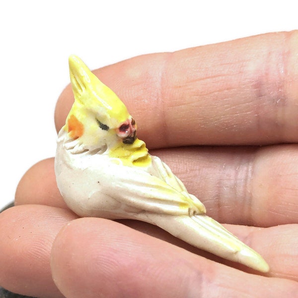 Miniature cockatiel figurine