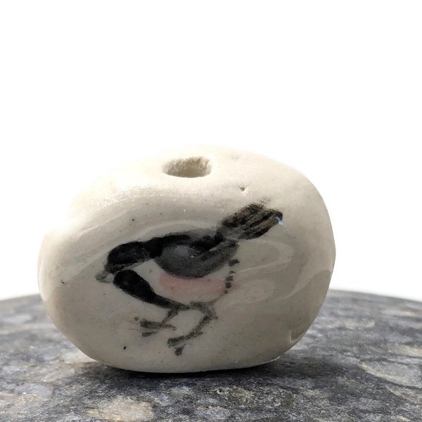 Unique hand painted chickadee bird bead