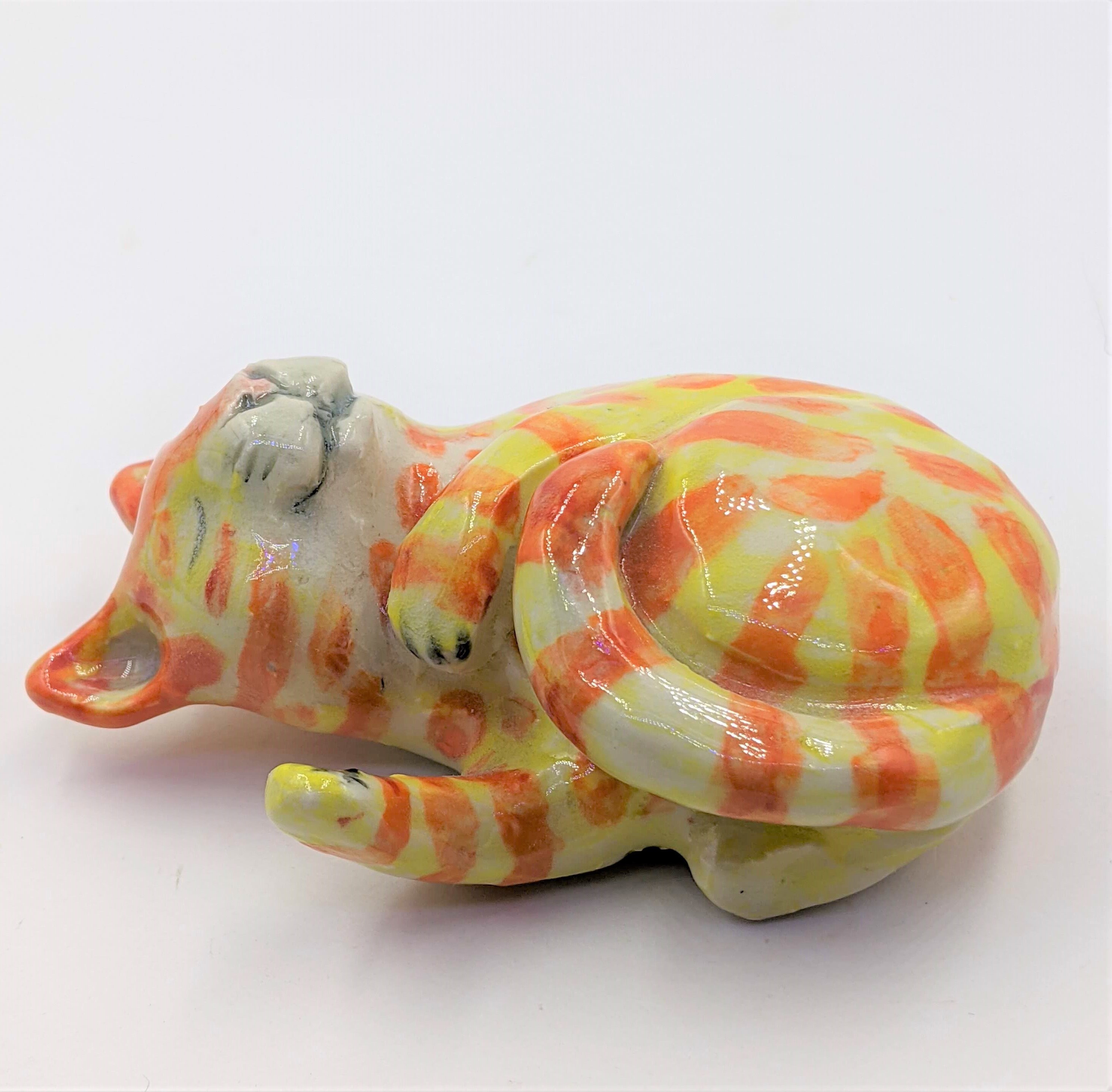 Orange cat figurine sculpted original Etsy