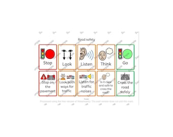 Road safety poster Visual Communication Cards: Special Needs, Autism, ADHD (Digital Download)