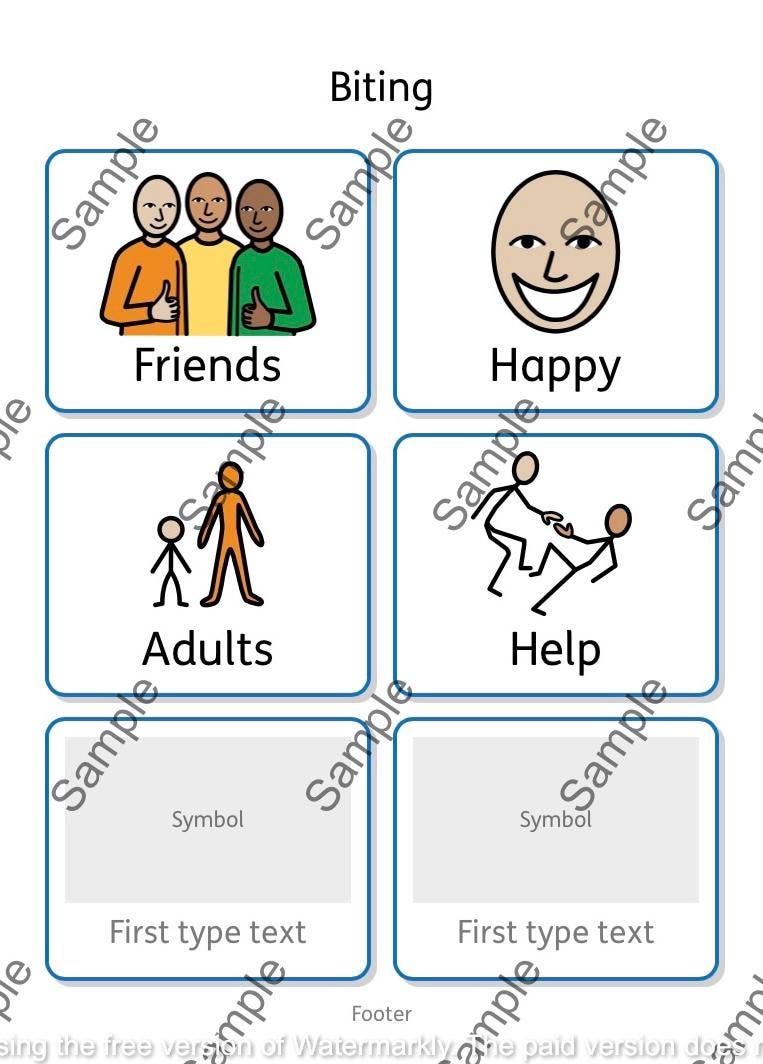 Because Send Visual Biting Behaviour Visual Communication Aid: Autism, ADHD, SEND (digital ...