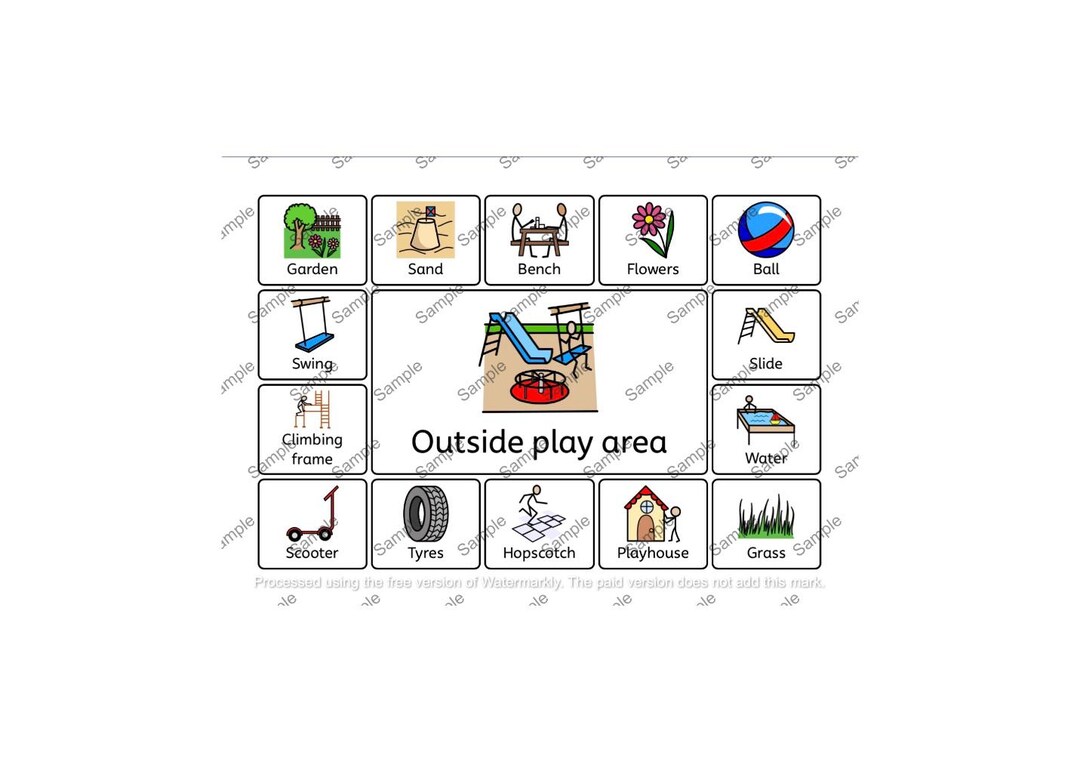 Outside Play Area Word Mat Visual Communication Cards: Special Needs ...