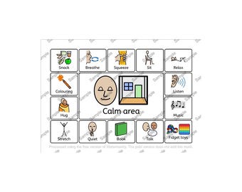 Calm area word mat Visual Communication Cards: Special Needs, Autism, ADHD (Digital Download)