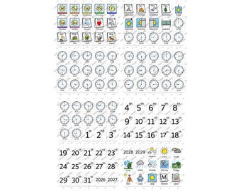 Day, Month, Year, Time, Weather Visual Communication Aid: Spring, Summer, Autumn, Winter (Digital Download)