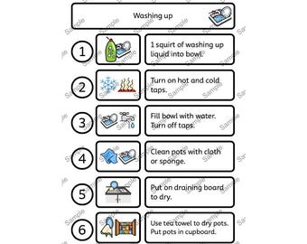 Washing up Visual Communication Aid: Symbols for SEND, Autism (Digital Download)