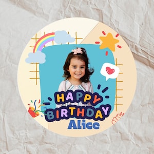 Pegatina de cumpleaños personalizada, Impermeable, Recuerdo de fiesta infantil, Bolsa de regalos, Botella, Kindle, Regalo, Bullet Journal, Decoración, Álbum de recortes