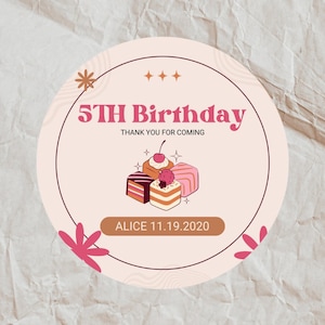 Pegatina de cumpleaños personalizada, Impermeable, Recuerdo de fiesta infantil, Bolsa de regalos, Botella, Kindle, Regalo, Bullet Journal, Decoración, Álbum de recortes